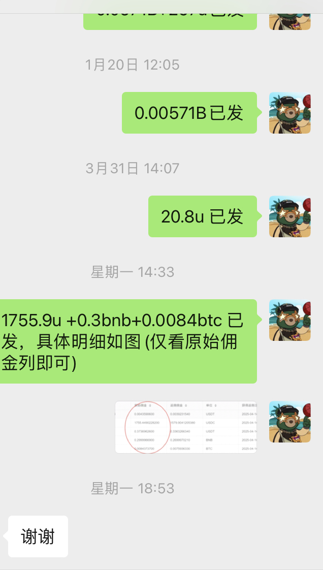 大额返佣记录展示